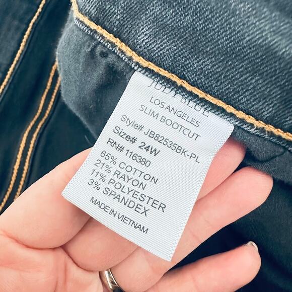 Judy Blue Jeans Womens 24W Black Slim Bootcut High Rise Stretch Raw Released Hem - Picture 12 of 13